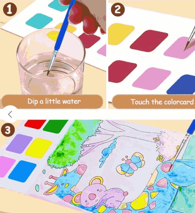 Water Coloring Books with Color Cards Inside - Pack of 3